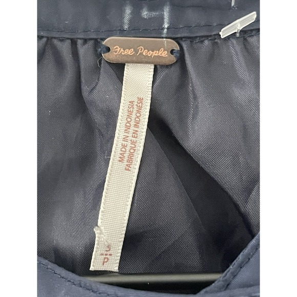 Free People Satin Navy Bomber Jacket Size Small - Picture 3 of 7